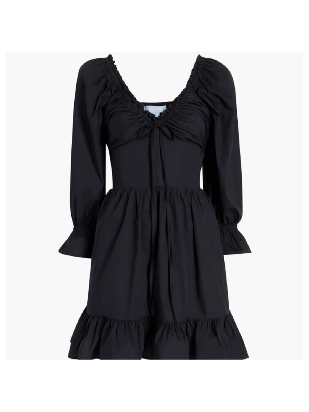 Hill House Black Long-Sleeve Ruffle Mini Dress